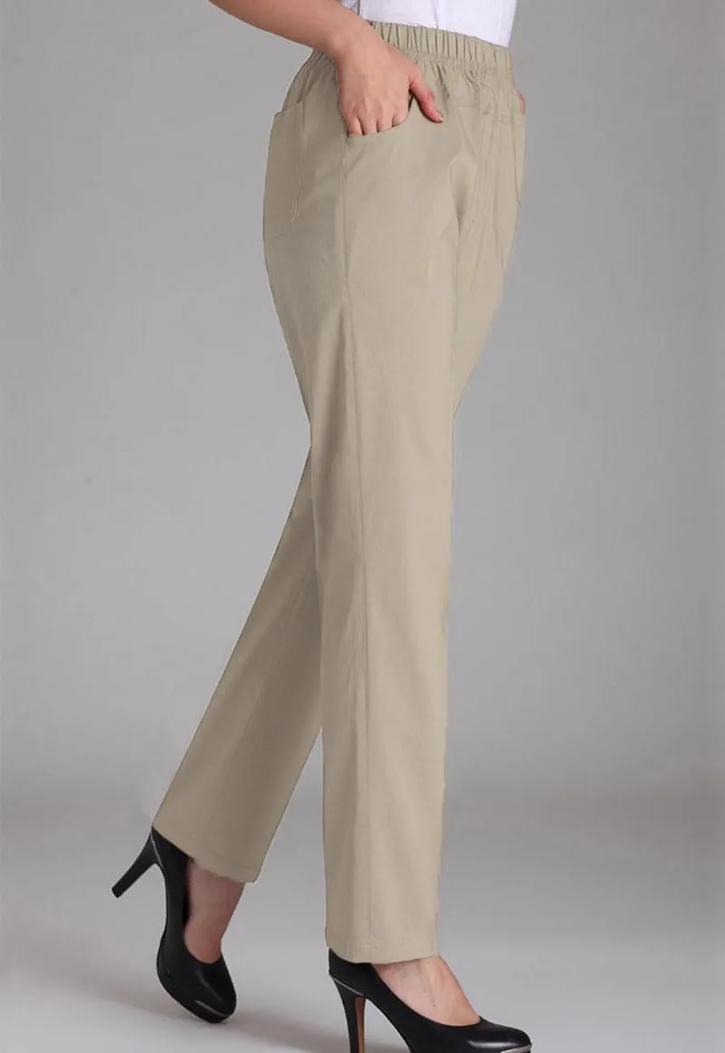Soojun Womens Summer Elastic Waist Comfy Stretch Pull On Pants