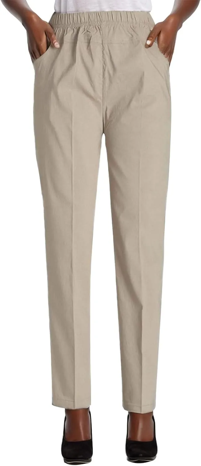 Soojun Womens Summer Elastic Waist Comfy Stretch Pull On Pants