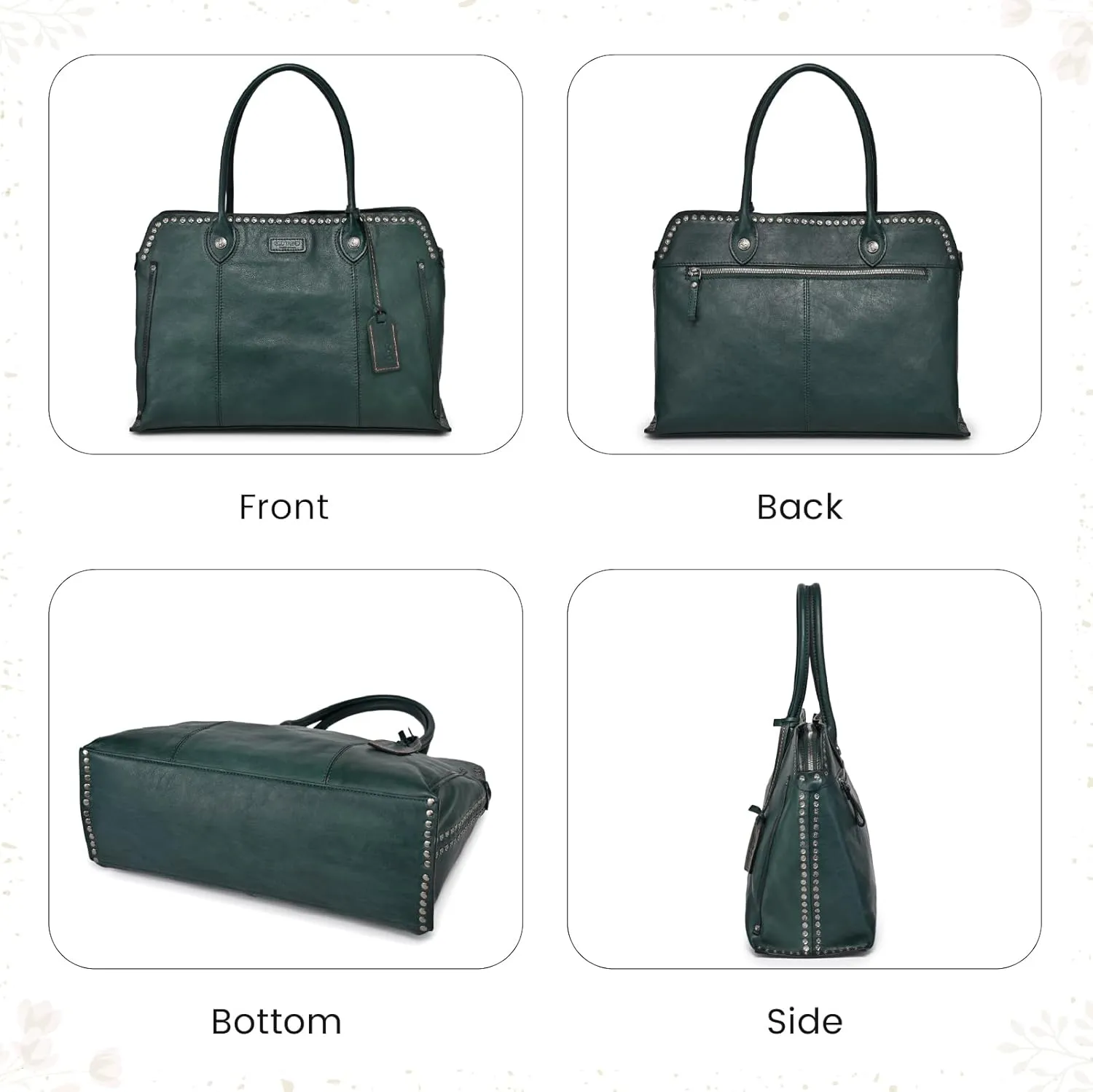 Soul Stud Satchel Bag | Made with Genuine Leather | Perfect Everyday Handbag for Women, Casual and Office Wear