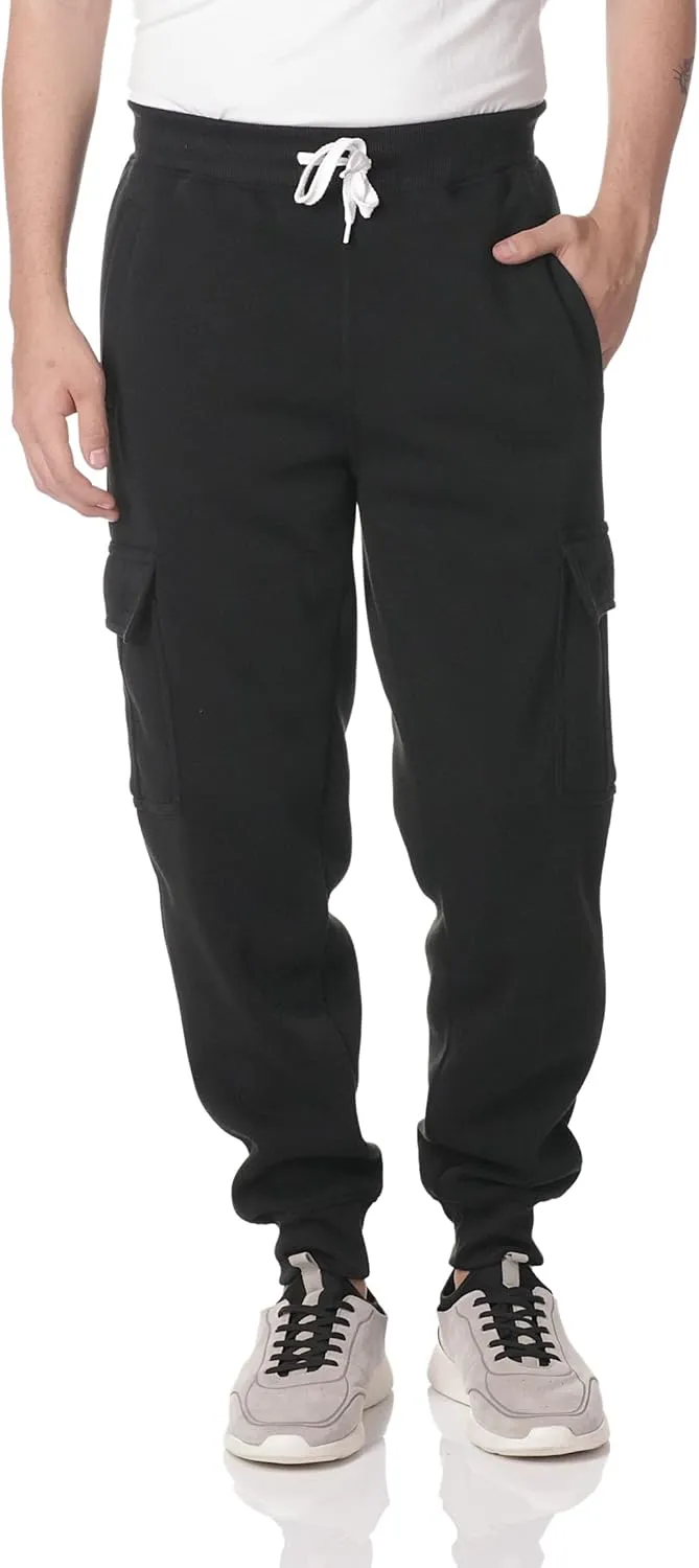 Southpole Men's Active Fleece & Tech Woven Cargo Jogger Pants