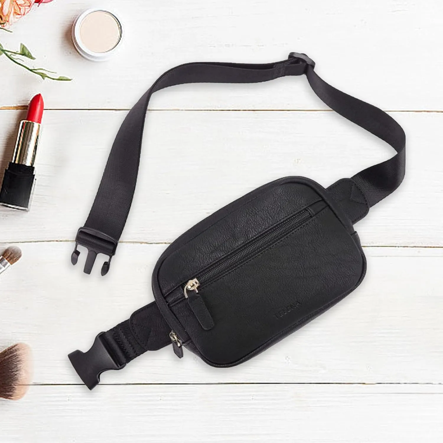 Stylish Belt Bag with Multiple Compartments And Adjustable Strap, Black