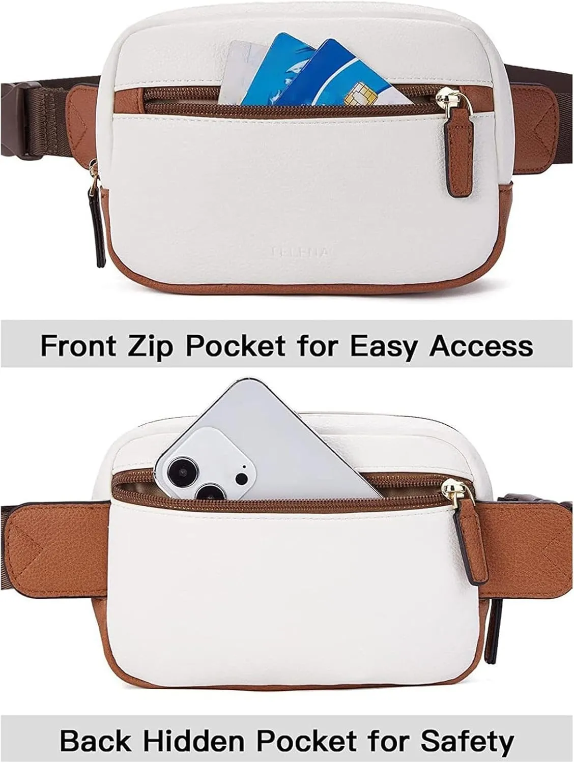 Stylish Belt Bag with Multiple Compartments And Adjustable Strap, White