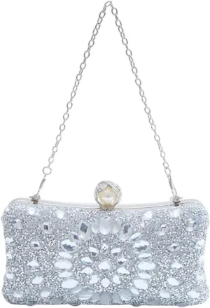 Stylish Rhinestone Clutch Purse - Portable Handbag for Weddings, Banquets, and Engagements