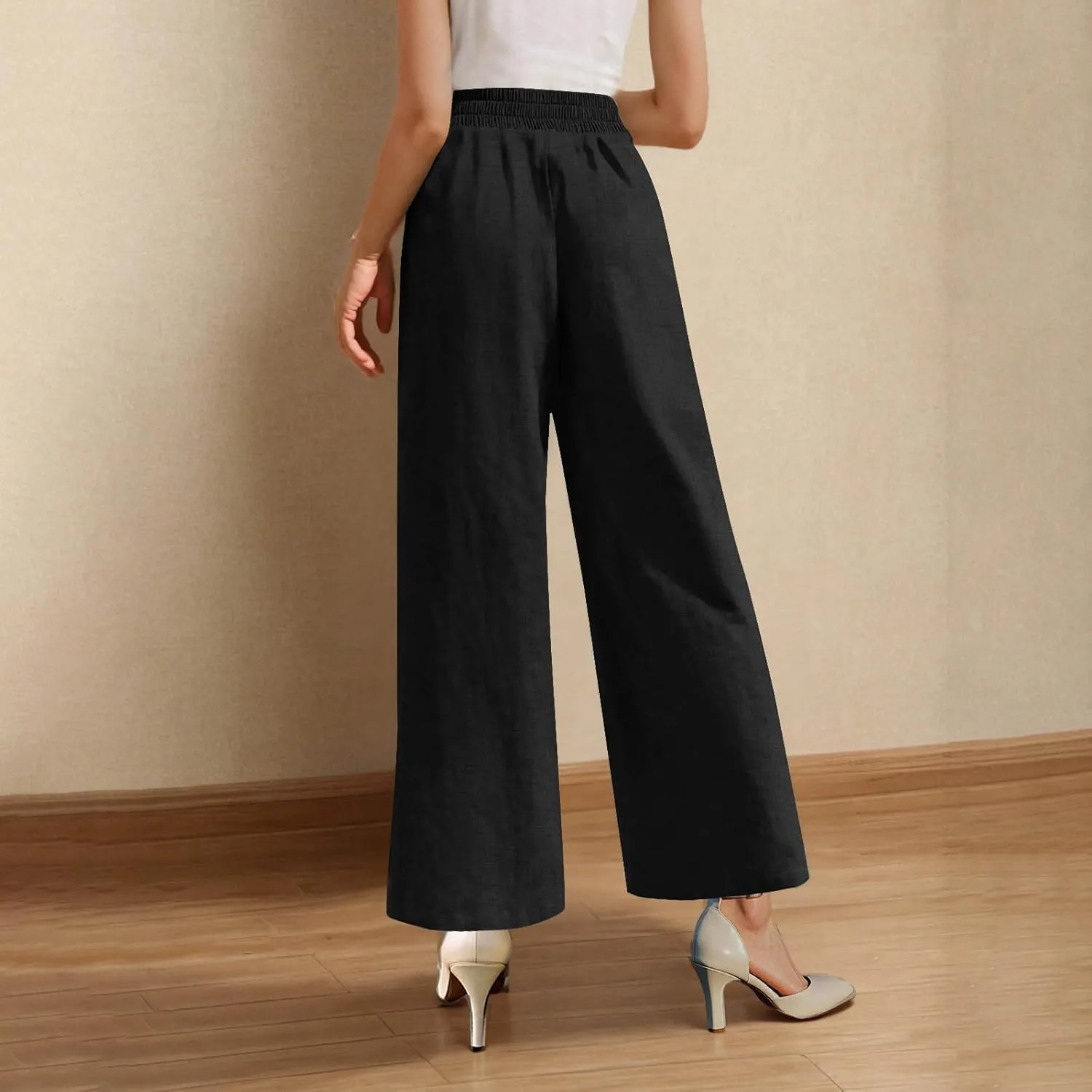 TARIENDY Plus Size Wide Leg Trousers for Women Womens high Waist Comfy Pants Lightweight Elastic Trousers Comfy Outfits