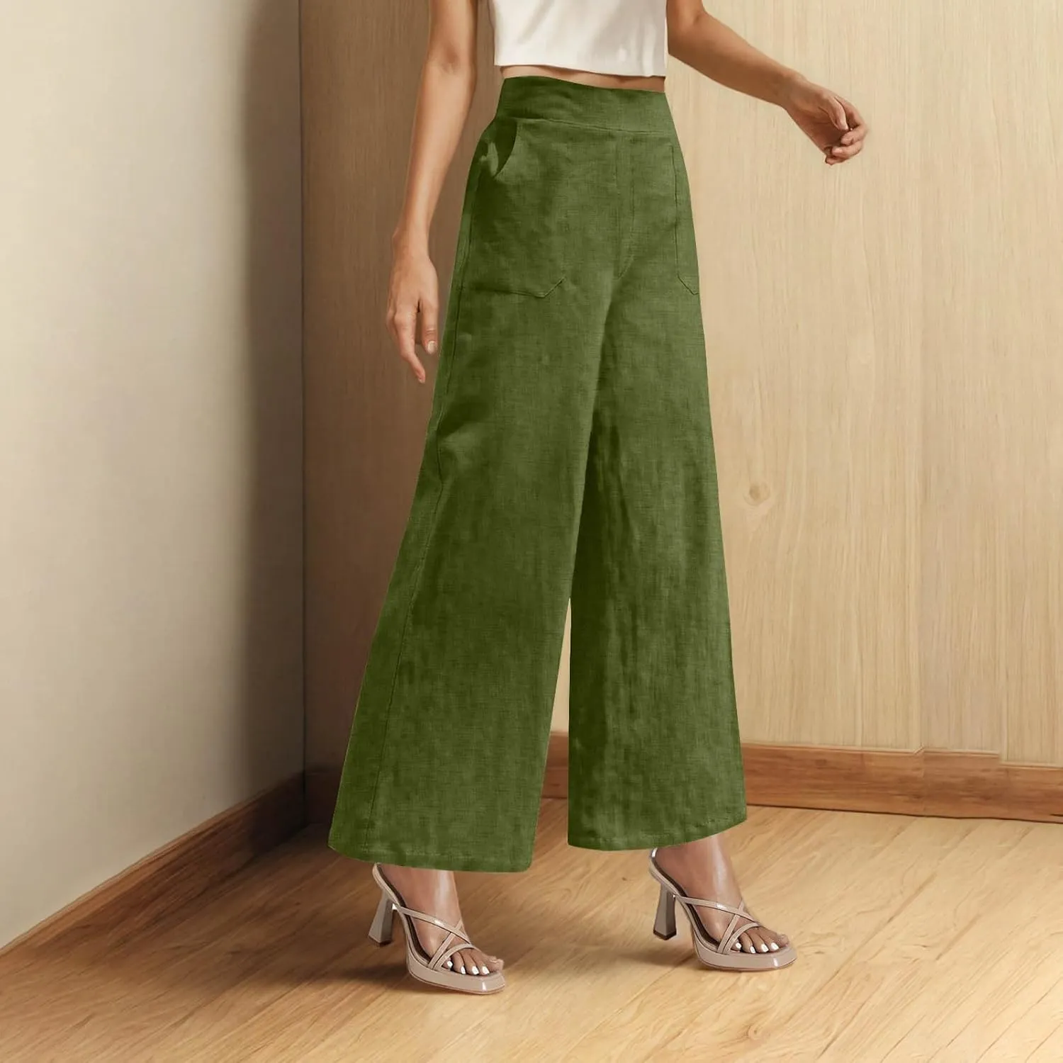 TARIENDY Plus Size Wide Leg Trousers for Women Womens high Waist Comfy Pants Lightweight Elastic Trousers Comfy Outfits