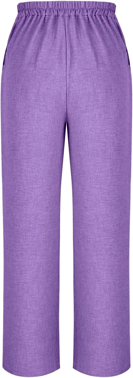 TARIENDY Plus Size Wide Leg Trousers for Women Womens high Waist Comfy Pants Lightweight Elastic Trousers Comfy Outfits