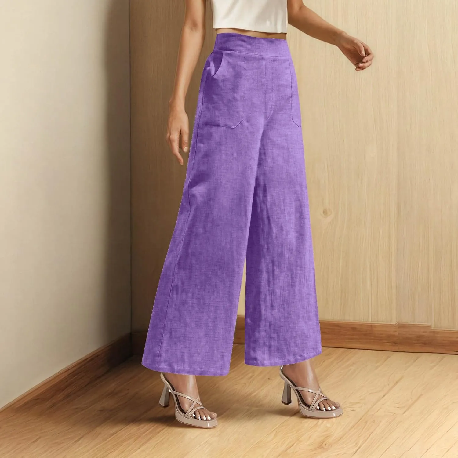 TARIENDY Plus Size Wide Leg Trousers for Women Womens high Waist Comfy Pants Lightweight Elastic Trousers Comfy Outfits