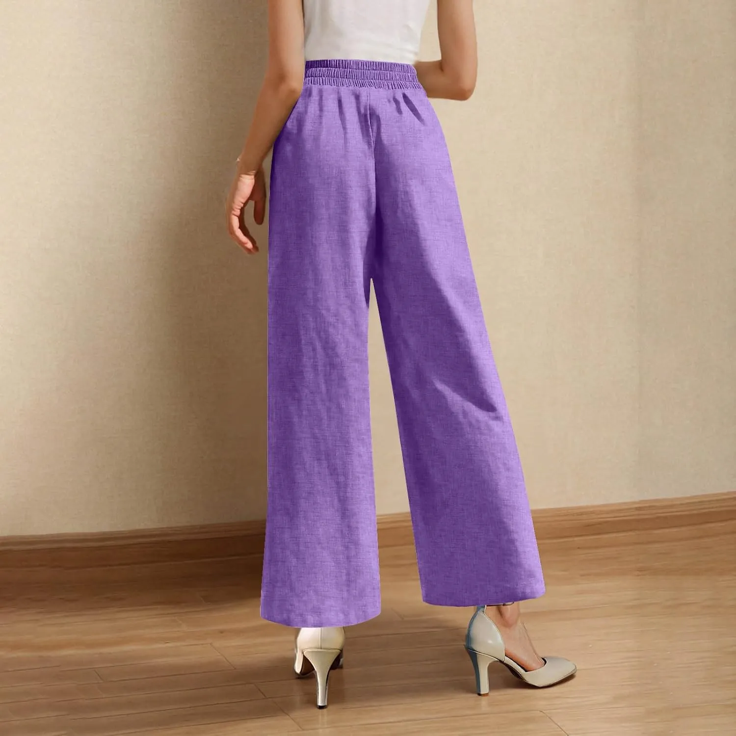 TARIENDY Plus Size Wide Leg Trousers for Women Womens high Waist Comfy Pants Lightweight Elastic Trousers Comfy Outfits