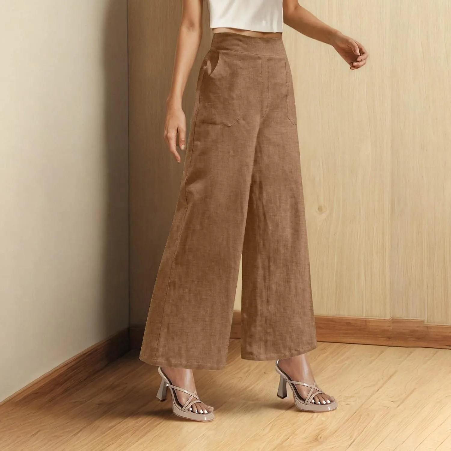 TARIENDY Plus Size Wide Leg Trousers for Women Womens high Waist Comfy Pants Lightweight Elastic Trousers Comfy Outfits