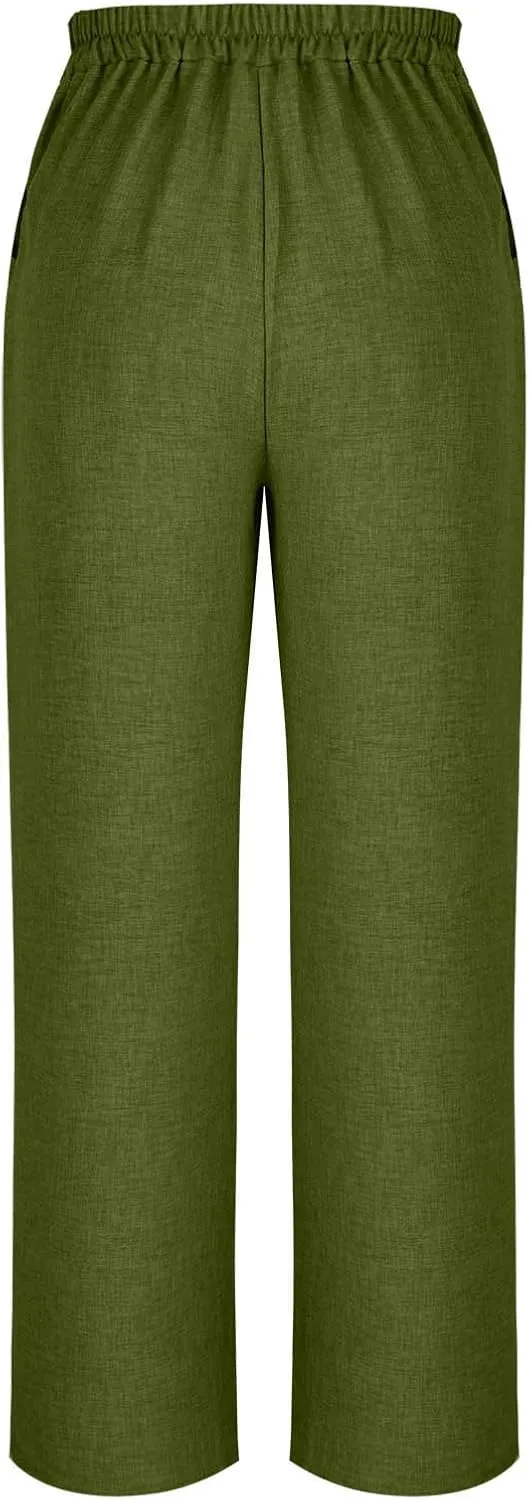 TARIENDY Plus Size Wide Leg Trousers for Women Womens high Waist Comfy Pants Lightweight Elastic Trousers Comfy Outfits