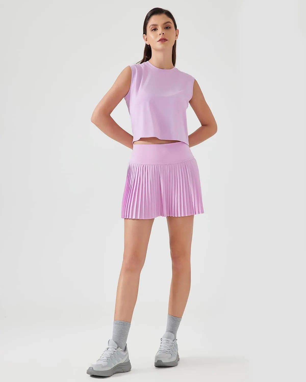 Tennis Skirts for Women High Waisted Pleated Athletic Skirt with Shorts Tummy Control A Line Golf Skort with Pockets