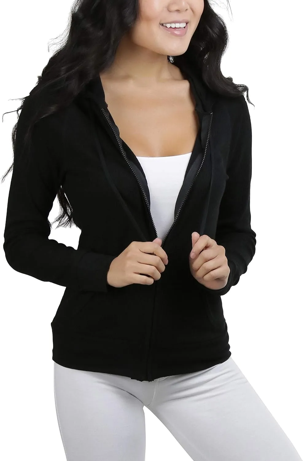 ToBeInStyle Womens Velour Terry Active Cropped Zip-Up Jacket with Hood