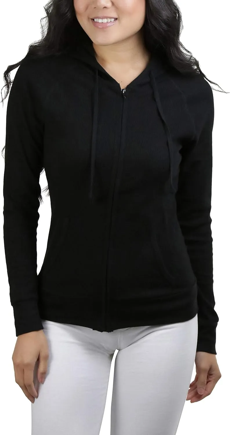 ToBeInStyle Womens Velour Terry Active Cropped Zip-Up Jacket with Hood