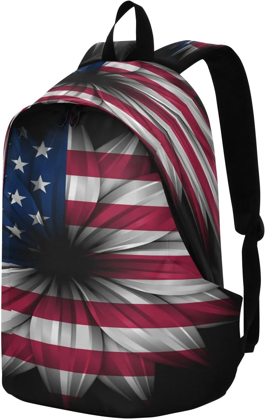 Travel Backpack Laptop Backpack College Computer Bag Gift Artistic American Flag Flower for Men & Women