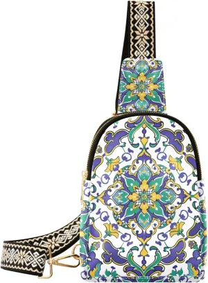 trendy Turquoise Boho Unique Design fanny pack diaper cute crossbody fanny pack purse for day pack