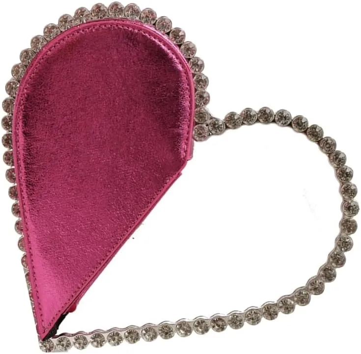 Unique Heart Designs Rhinestones Embellished Evening Bag Clutch Handbag For Cocktail Party Occasion And Dates