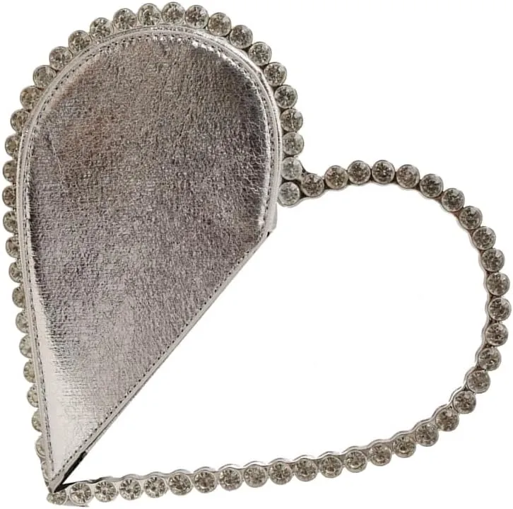 Unique Heart Designs Rhinestones Embellished Evening Bag Clutch Handbag For Cocktail Party Occasion And Dates