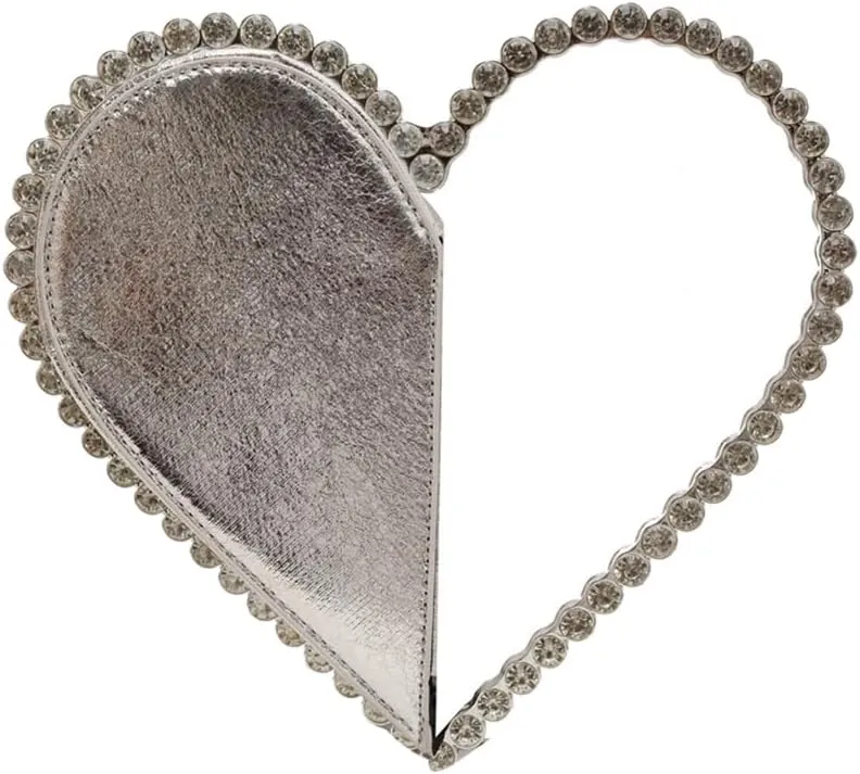 Unique Heart Designs Rhinestones Embellished Evening Bag Clutch Handbag For Cocktail Party Occasion And Dates