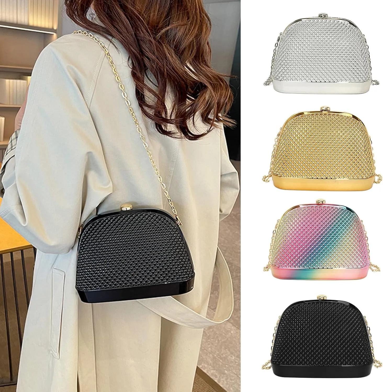 Unique Shell Shaped Acrylic Clutch Bag For Wedding And Evening Parties Shoulder Crossobdy Purse Party Handbag