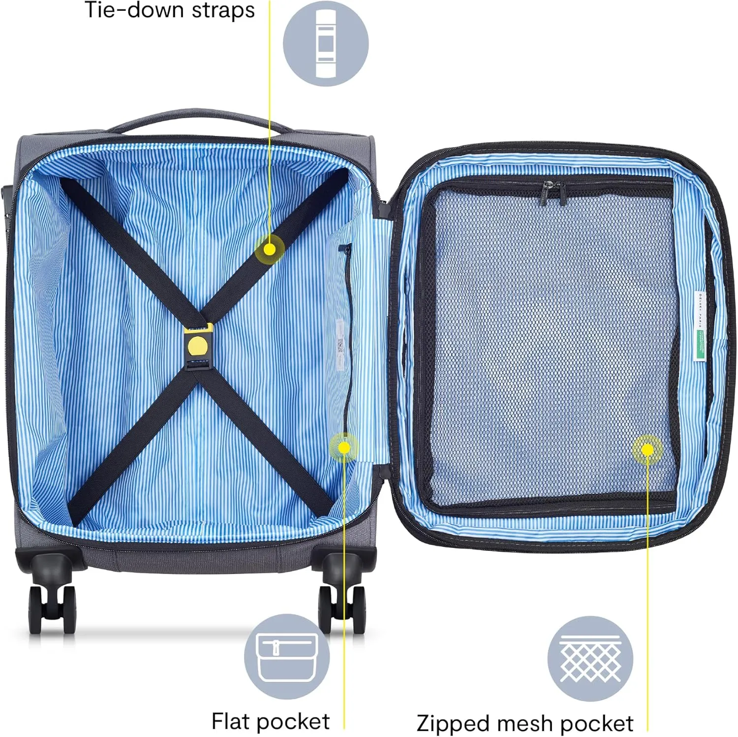 United Colors of Benetton Be Softside Expandable Luggage with Spinner Wheels, Anthracite, Carry-On 19 Inch