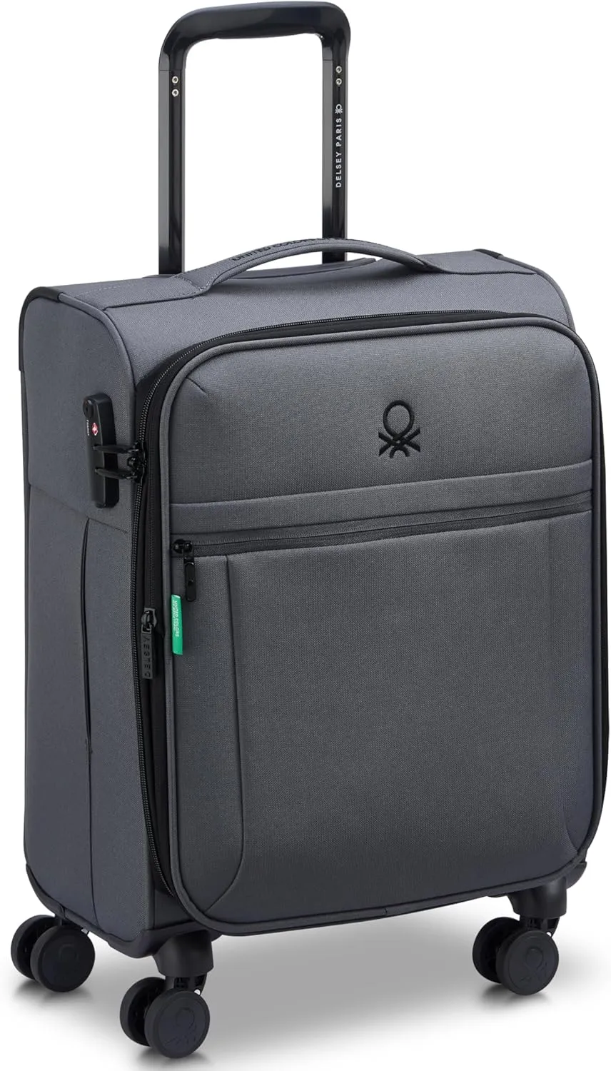 United Colors of Benetton Be Softside Expandable Luggage with Spinner Wheels, Anthracite, Carry-On 19 Inch