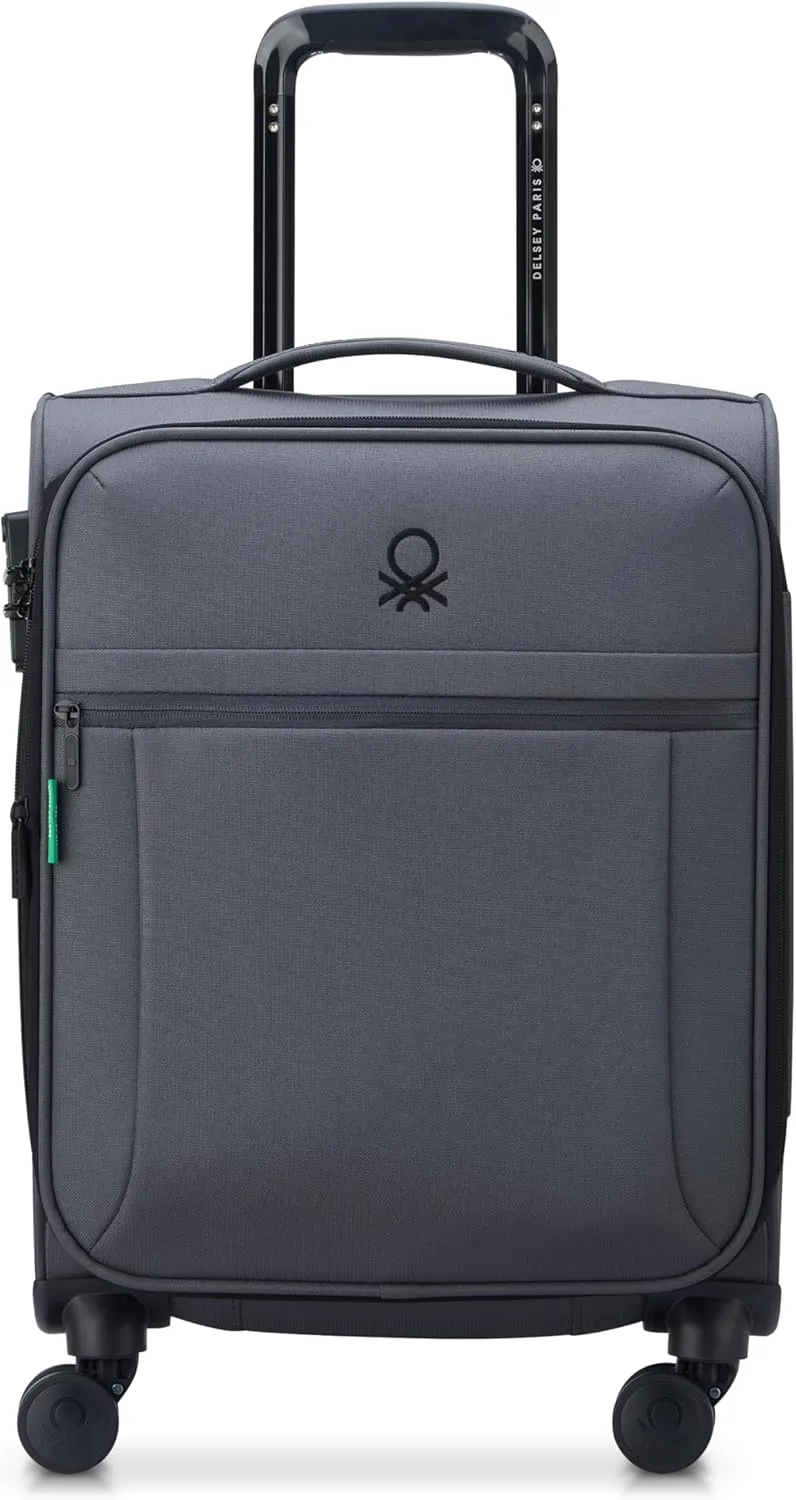 United Colors of Benetton Be Softside Expandable Luggage with Spinner Wheels, Anthracite, Carry-On 19 Inch