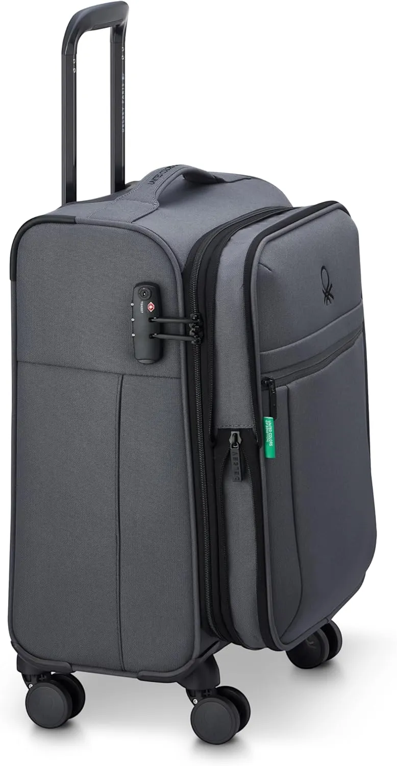 United Colors of Benetton Be Softside Expandable Luggage with Spinner Wheels, Anthracite, Carry-On 19 Inch