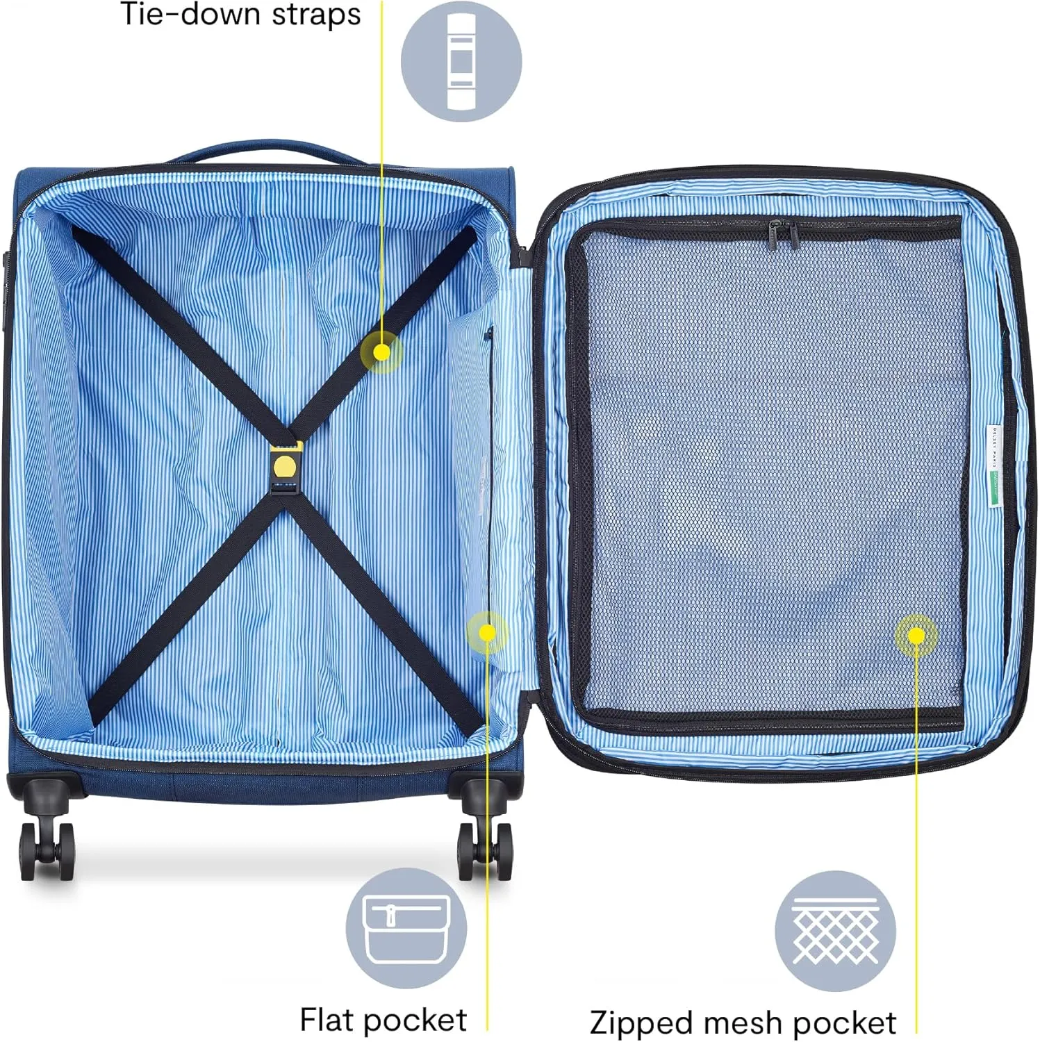 United Colors of Benetton Be Softside Expandable Luggage with Spinner Wheels, Anthracite, Checked-Medium 23 Inch