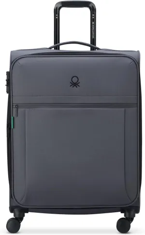 United Colors of Benetton Be Softside Expandable Luggage with Spinner Wheels, Anthracite, Checked-Medium 23 Inch