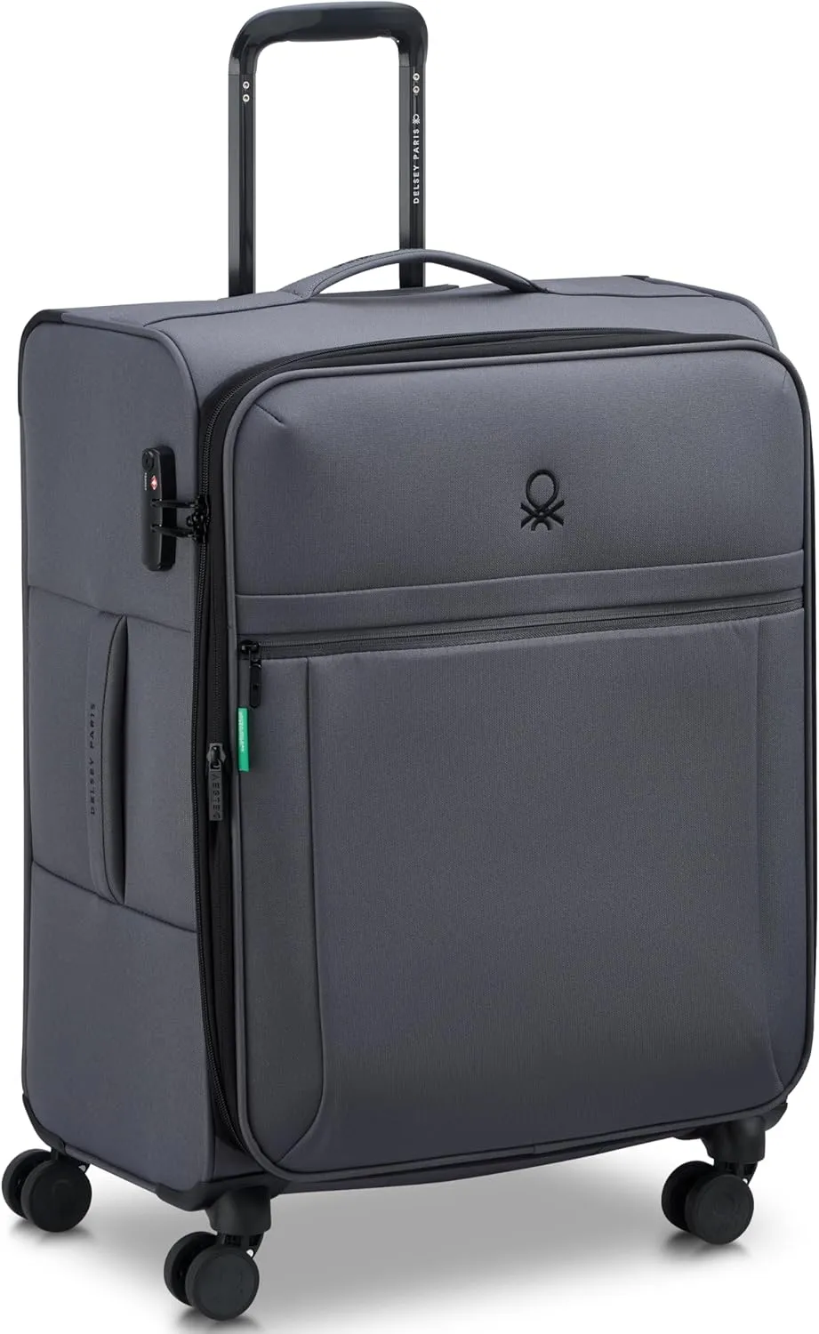 United Colors of Benetton Be Softside Expandable Luggage with Spinner Wheels, Anthracite, Checked-Medium 23 Inch