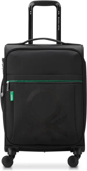 United Colors of Benetton Color Block Softside Expandable Luggage with Spinner Wheels, Black, Carry-On 19 Inch