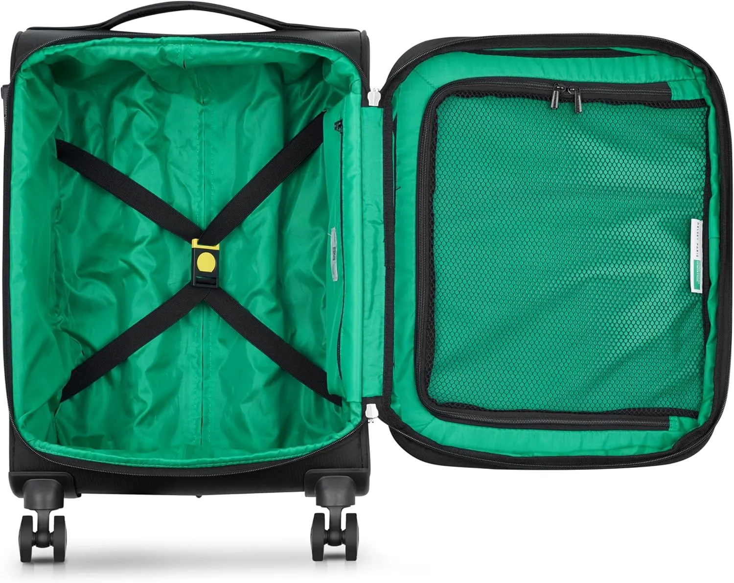 United Colors of Benetton Color Block Softside Expandable Luggage with Spinner Wheels, Black, Carry-On 19 Inch