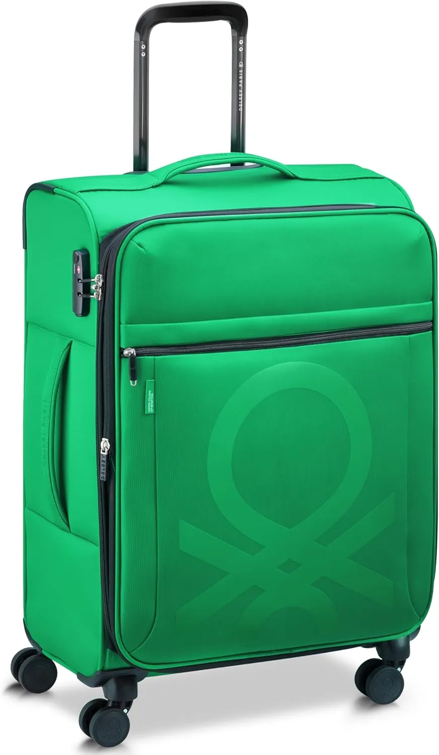 United Colors of Benetton Color Block Softside Expandable Luggage with Spinner Wheels, Green, Carry-On 19 Inch