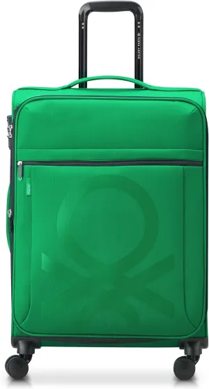 United Colors of Benetton Color Block Softside Expandable Luggage with Spinner Wheels, Green, Checked-Medium 23 Inch
