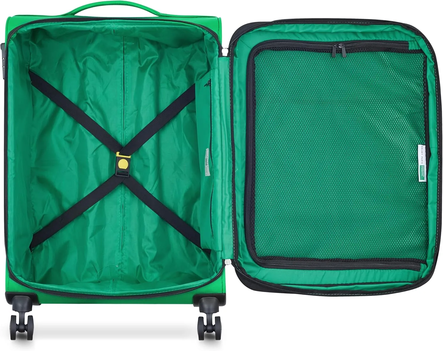 United Colors of Benetton Color Block Softside Expandable Luggage with Spinner Wheels, Green, Checked-Medium 23 Inch