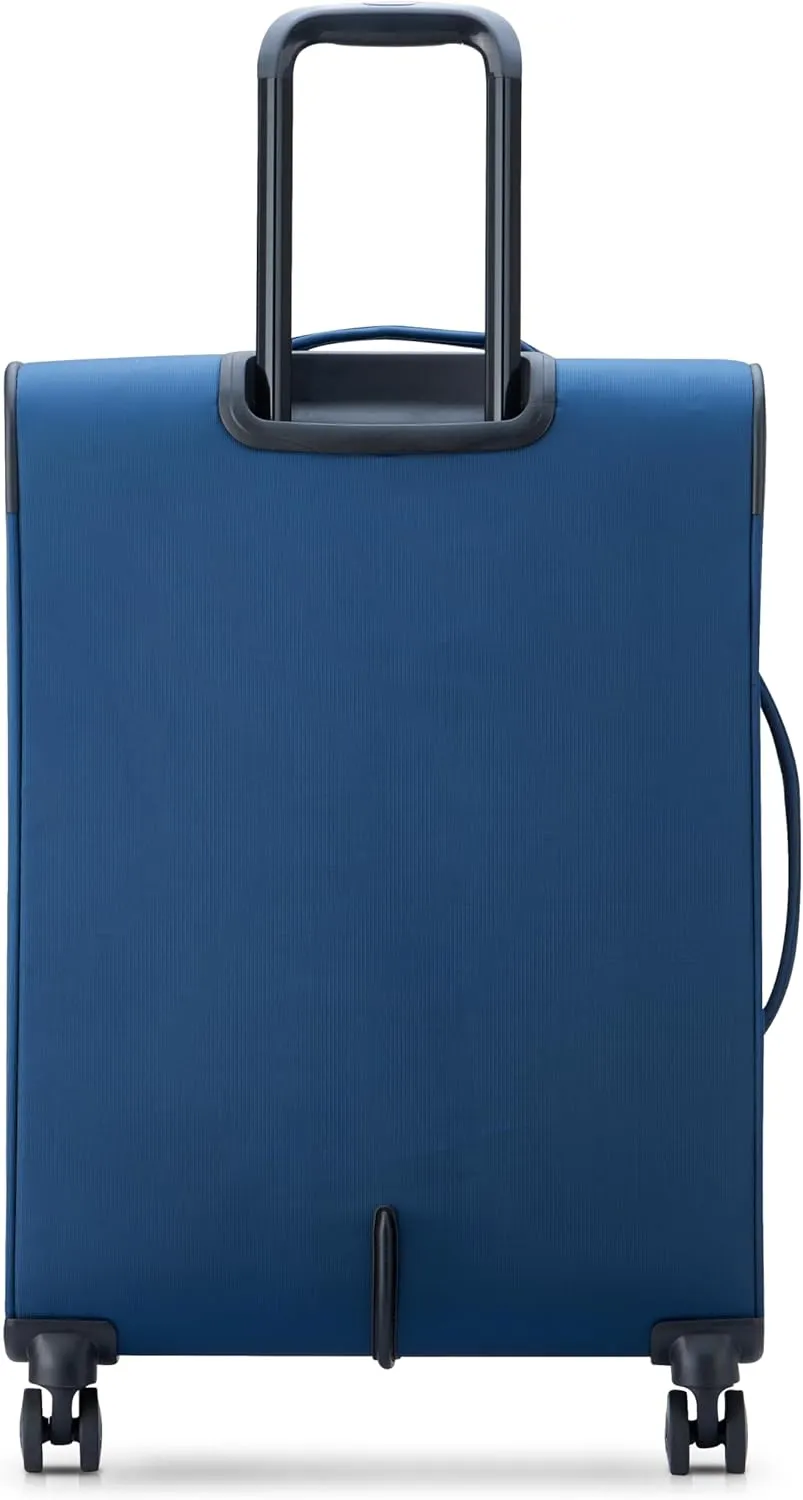 United Colors of Benetton Color Block Softside Expandable Luggage with Spinner Wheels, Navy, Carry-On 19 Inch