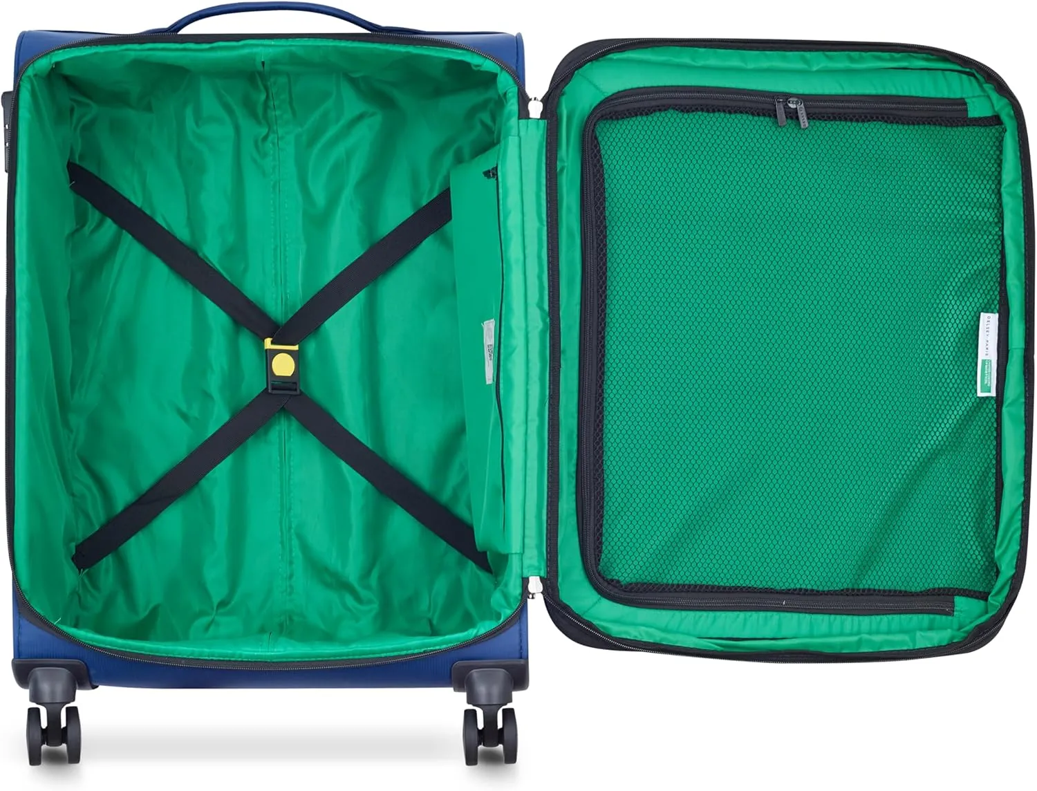 United Colors of Benetton Color Block Softside Expandable Luggage with Spinner Wheels, Navy, Carry-On 19 Inch