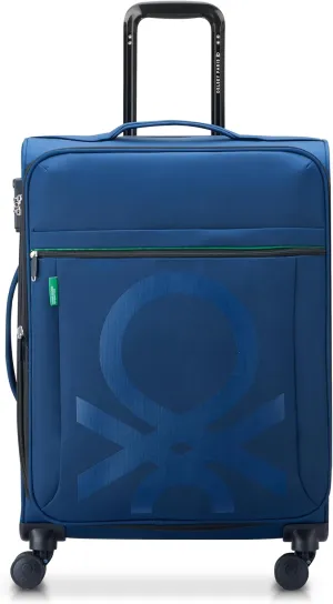 United Colors of Benetton Color Block Softside Expandable Luggage with Spinner Wheels, Navy, Carry-On 19 Inch
