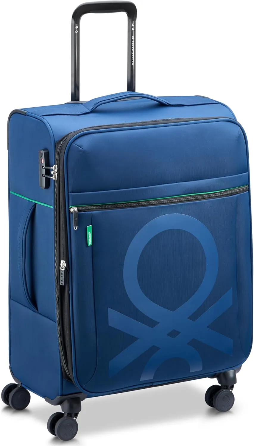 United Colors of Benetton Color Block Softside Expandable Luggage with Spinner Wheels, Navy, Carry-On 19 Inch