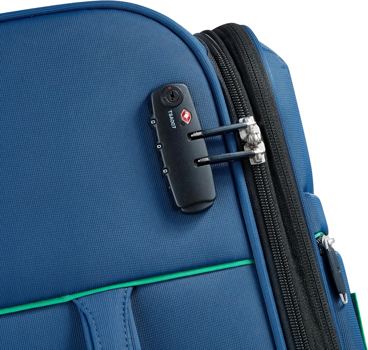 United Colors of Benetton Color Block Softside Expandable Luggage with Spinner Wheels, Navy, Carry-On 19 Inch