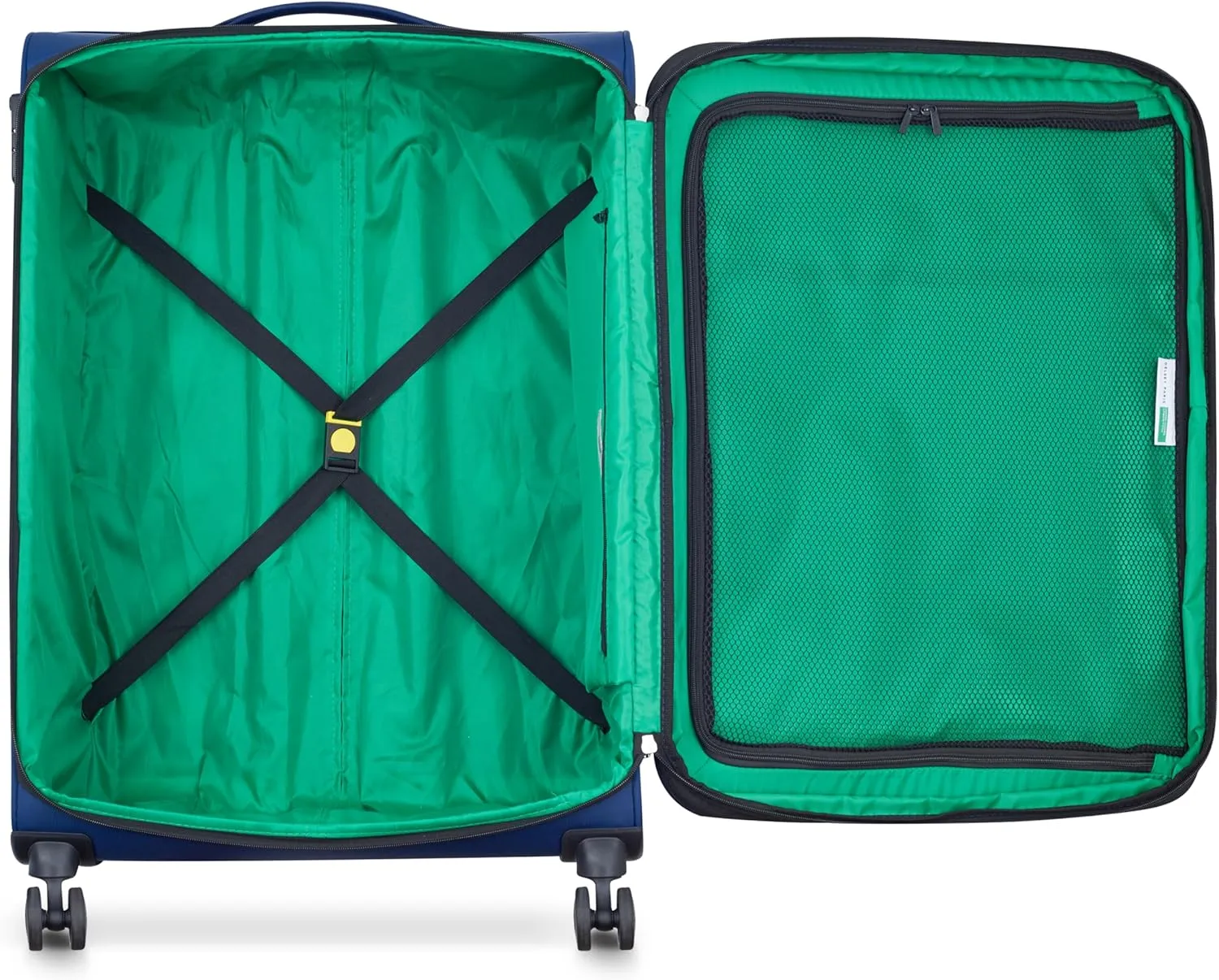 United Colors of Benetton Color Block Softside Expandable Luggage with Spinner Wheels, Navy, Checked-Medium 23 Inch