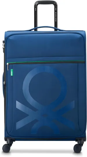 United Colors of Benetton Color Block Softside Expandable Luggage with Spinner Wheels, Navy, Checked-Medium 23 Inch