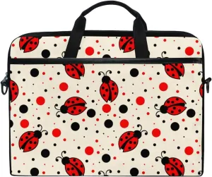 VIKKO Stylish Red Ladybugs Dots Polka Laptop Bag for Most 11.6-14inch Laptops/Tablets/Ultrabooks, Stylish Shockproof Laptop Case Sleeve Briefcase Computer Bag with Shoulder Strap