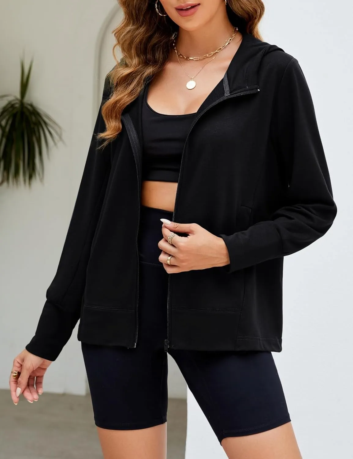 VIMPUNEC Zip Up Hoodies for Women Fall Trendy Sweatshirts Comfy Lightweight Jacket with Pockets