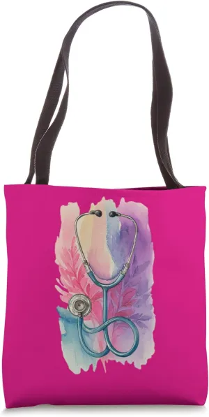 Vintage Doctor's Stethoscope" Watercolor Graphic Design Tote Bag