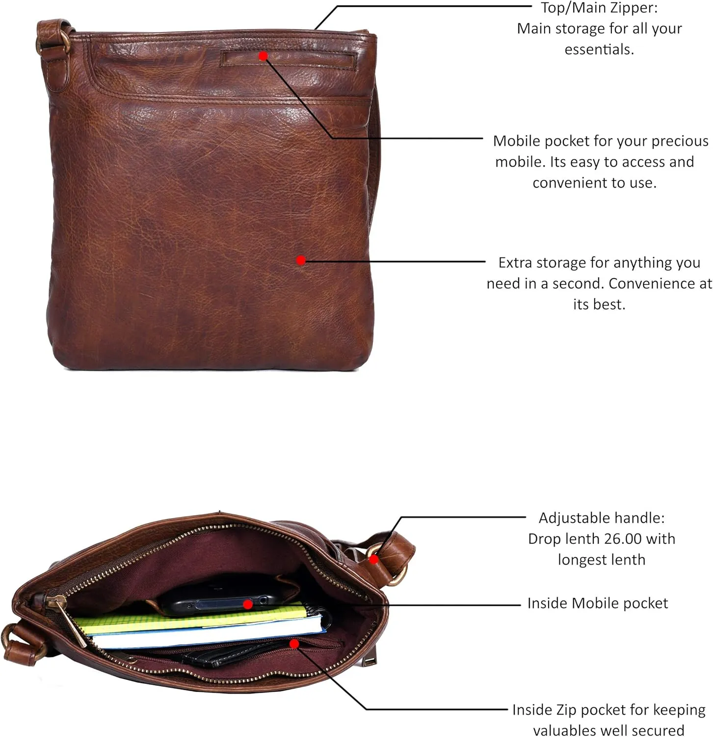 Vintage Stylish Sling Bag for Women Over the Shoulder Purses Detachable Strap