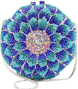 Vintage Women Floral Rhinestone Evening Clutch Sunflower Crystal Purses Unique Shiny Diamond Handbag for Party Prom