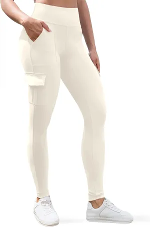 VOOVEEYA High Waisted Workout Leggings with Pockets for Women 28'', Cargo Yoga Pants Tummy Control Athletic Pants Full Length