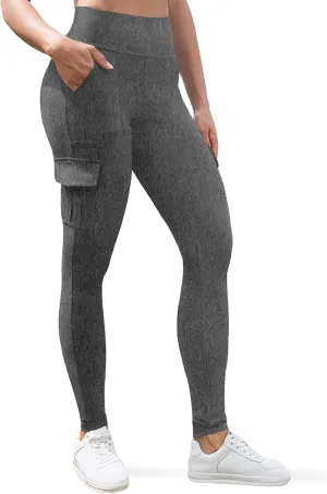 VOOVEEYA High Waisted Workout Leggings with Pockets for Women 28'', Cargo Yoga Pants Tummy Control Athletic Pants Full Length