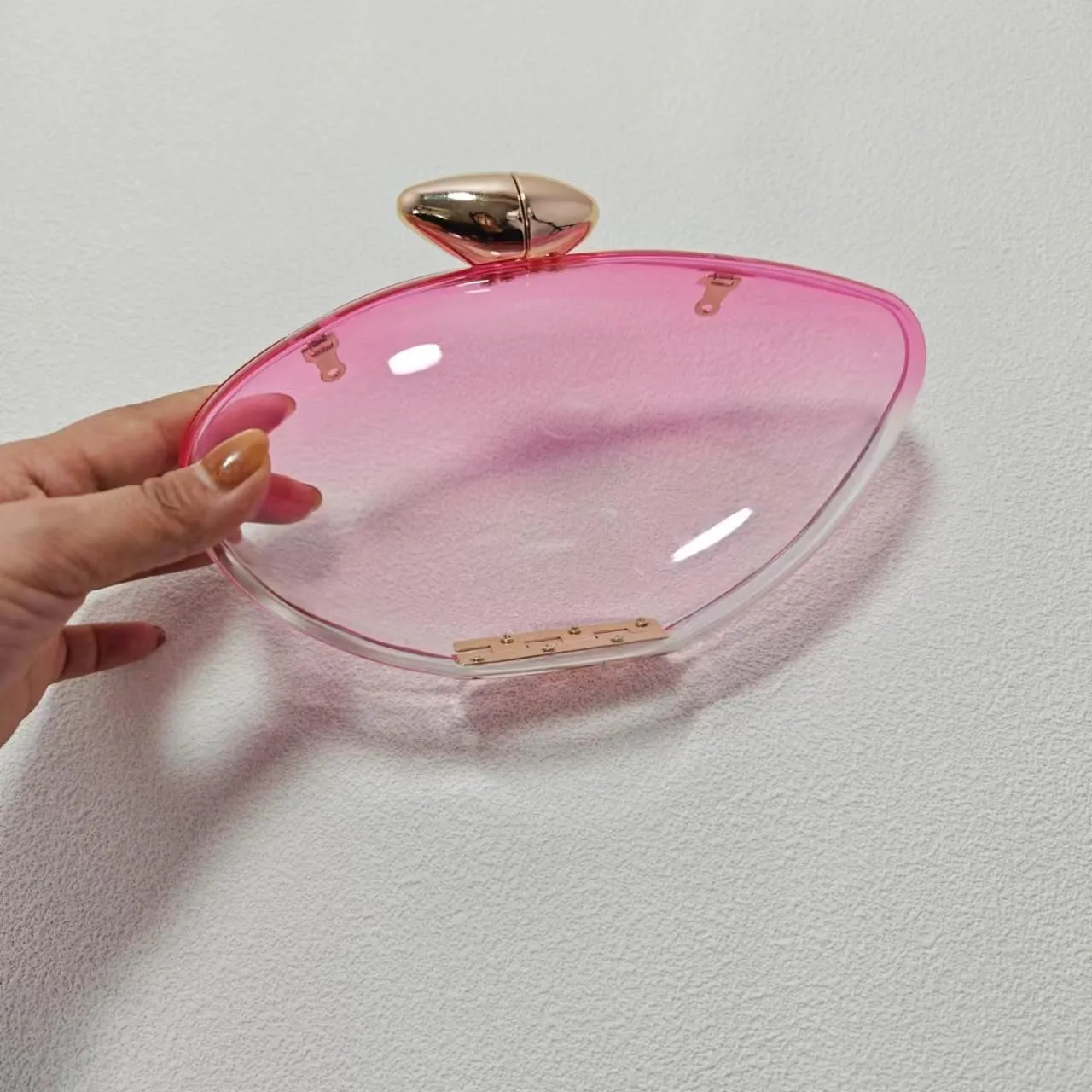 Women Acrylic Evening Clutch Purse Unique Clear Handbag with Detachable Chain for Wedding Party Prom, Blue